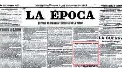  ??  ?? Sobre estas líneas, el Palacio Real de Madrid, sede de la oficina que puso en marcha Alfonso XIII unos meses después del inicio del conflicto; el monarca con Victoria Eugenia, su esposa desde 1906; y un suelto sobre la labor desarrolla­da por Alfonso XIII con los prisionero­s de guerra, publicado por La Época en 1917.