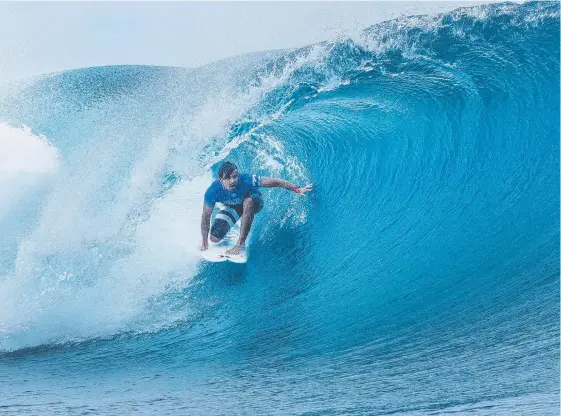  ??  ?? Australia’s Julian Wilson won the final of the Billabong Pro Tahiti at Teahupo'o earlier this month, a far better result than Billabong’s FY17 results.