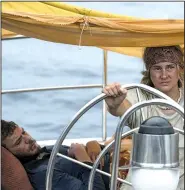  ??  ?? Tami (Shailene Woodley) has to take over sailing their badly damaged yacht after her boyfriend Richard (Sam Claflin) is badly injured during a cataclysmi­c storm in Baltasar Kormakur’s