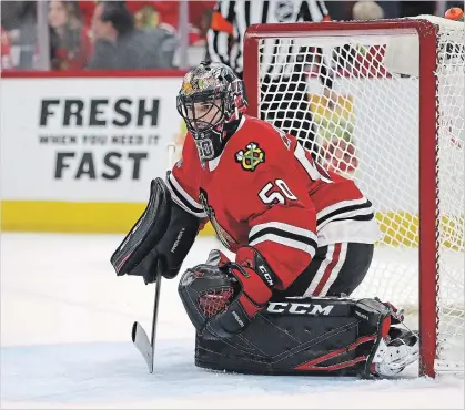  ?? JONATHAN DANIEL GETTY IMAGES ?? Corey Crawford is expected to be healthy for the start of the National Hockey League’s 2018-19 campaign.