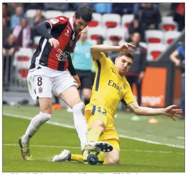  ?? (Photo Jean-François Ottonello) ?? Lees-Melou et les Niçois auront proposé une belle opposition au PSG de Meunier.