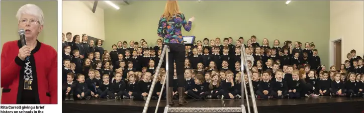  ??  ?? Rita Carroll giving a brief history on sc hools in the Blackwater area.
Blackwater NS pupils performing at the school’s 50th anniversar­y concert in Blackwater Community Centre.