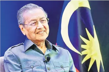  ??  ?? Dr Mahathir being interviewe­d by Wall Street Journal (WSJ) via video link at Perdana Leadership Foundation at Putrajaya yesterday. — Bernama photo