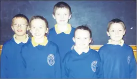  ?? ?? The ballad group from Curraghaga­lla N.S. who qualified for the North Cork finals of Scór na bPáistí in 2003 under the guidance of their teacher, Mrs Helen Fox. L-r: Paul Masterson, Claire Fitzgerald, John Frewen, Anne Fitzgerald and Niall Fogarty.