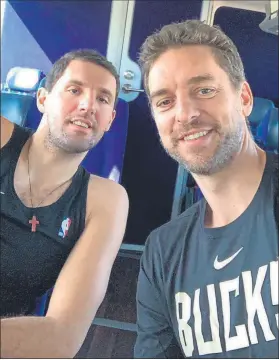  ?? F ?? Mirotic da la bienvenida al ‘jefe’. Su compañero de selección publicó esta foto en Twitter.