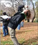  ?? ?? Riverside Poly High School student Porter Mccandless uses a densitomet­er to assess canopy density during the 2023 San Bernardino Forestry Challenge held in November at Green Valley Lake.