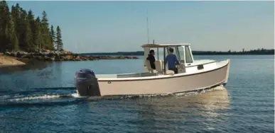  ??  ?? LOA: 23’10” Beam: 8’6” Draft: 1’6” Displ.: 4,200 lbs. Power: 90- to 150-hp 4-stroke outboard