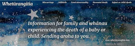  ??  ?? The new website provides informatio­n for families who lose a baby through stillbirth, foetal abnormalit­y or sudden infant death, and miscarriag­e before 20 weeks.
