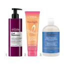  ?? ?? 1. L’ORÉAL PROFESSION­NEL CURL EXPRESSION PROFESSION­AL CREAM-INJELLY ($40, MATANDMAX.COM).
2. L’ORÉAL PARIS DREAM LENGTHS SUPER CURLS CREAM ($9.50, AMAZON.CA).
3. SHEA MOISTURE HIGH POROSITY MOISTURE REPLENISH SHAMPOO ($14, WALMART.CA).