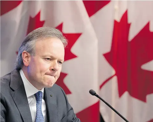  ?? ADRIAN WYLD / THE CANADIAN PRESS ?? Bank of Canada Governor Stephen Poloz delivers the first policy statement of 2018 Wednesday.
