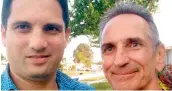  ?? Agencies ?? Jon O’Neill, right, poses with World War II historian Justin Taylan for a selfie in De Land, Fla. The photo was shared by Justin Taylan a year ago. —