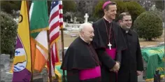  ??  ?? Monsignor Oliver O’Neill with clergymen at the ceremony in the Cathedral Cemetery, Savannah, Georgia, USA.