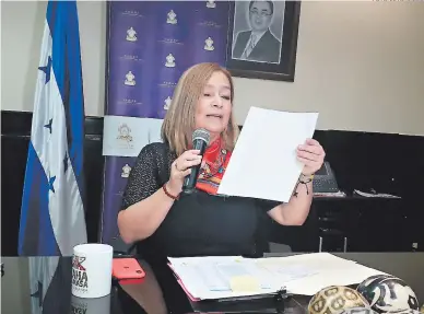  ?? FOTO: EL HERALDO ?? La secretaria de Finanzas, Rocío Tábora, pidió a la población que tenga confianza en el proceso.