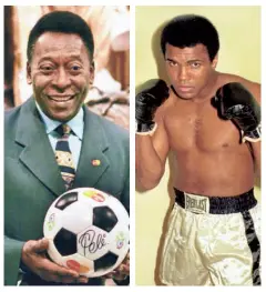  ?? AP ?? Legends: Great sportsmen make us feel good about ourselves, showing us just how much can be accomplish­ed with that combinatio­n of body and mind. Pele and Ali are probably the best-known sportsmen of the last one hundred years, perhaps ever.