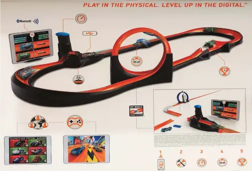  ??  ?? The Hot Wheels id Smart Track system. It comes with configurab­le track, two exclusive cars, and the Race Portal to read the chip of any id-equipped car and to download its performanc­e data to your phone or tablet using the Hot Wheels id app.