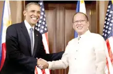  ??  ?? Obama with Philippine­s President Beningo Aquino [AP].