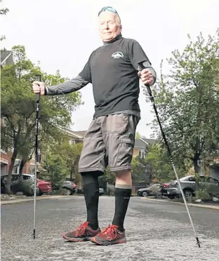  ?? POSTMEDIA NEWS ?? Michael Baine has Stage 4 prostate cancer that has spread to his bones and hips. Despite that, he’s walking 21 kilometres as part of Ottawa Race Weekend to raise money for The Ottawa Hospital Cancer Centre.