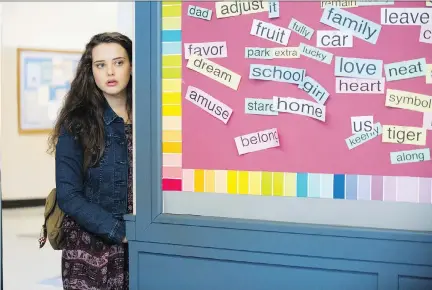  ?? NETFLIX VIA THE ASSOCIATED PRESS ?? Katherine Langford in a scene from the series, 13 Reasons Why, about a teenager who commits suicide. The stomach-turning suicide scene has triggered criticism from some mental health advocates that it romanticiz­es the act of taking one’s own life.