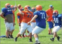  ?? JOHN BREWER - ONEIDA DAILY DISPATCH ?? Oneida senior Ryan Chevier throws a pass during practice on Monday, Aug. 20.