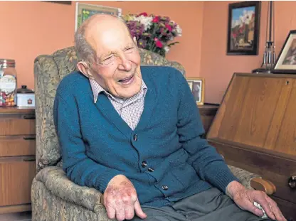  ?? Picture: PA. ?? Alfred Smith at his home in St Madoes, Perthshire, on his 110th birthday.