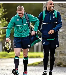  ??  ?? Game for a laugh: Keith Earls (left) and Simon Zebo in 2016