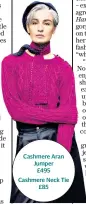  ??  ?? Feminism at its finest: for her collection with Brora, Helena Bonham Carter, right, has created suffragett­e-inspired scarves, while Erin O’connor offers Aran knits and neckties, below
Cashmere Aran Jumper £495 Cashmere Neck Tie £85