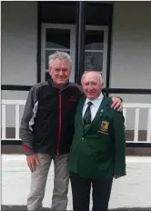  ??  ?? German World Cup winning goalkeeper Sepp Maier recently paid a visit to County Sligo Golf Club. He was welcomed by President of Co Sligo Golf Club Tony Cunnigham. The 73-year-old was goalkeeper for the German team who won the 1974 World Cup.