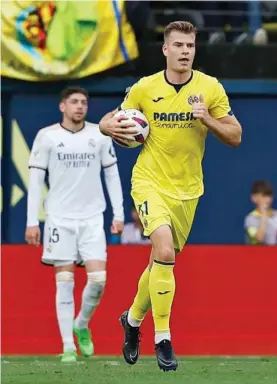  ?? CHEMA REY ?? Sorloth celebra uno de los goles que le marcó al Real Madrid.