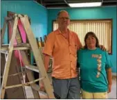  ?? REBECCA BLANCHARD — DIGITAL FIRST MEDIA ?? Funky Frets owners Curt and Bernadette Sheller in their building at 124 N. Chestnut St., the future site of Funky Frets.