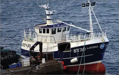  ??  ?? vessel: The crabber Louisa sank in calm conditions near the island of Mingulay in the early hours of yesterday morning