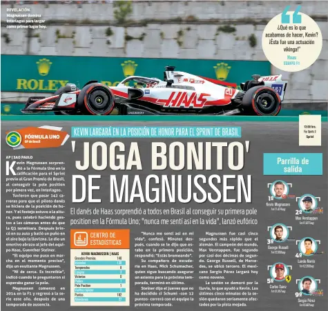  ?? ?? REVELACIÓN. Magnussen domina Interlagos para largar como primer lugar hoy.