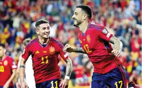  ?? ?? Spain’s Joselu scored twice in his side’s 3-0 win over Norway