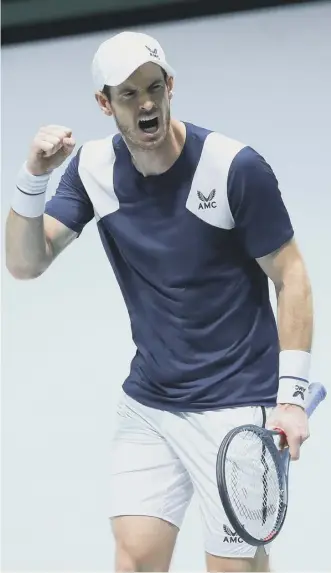  ??  ?? 0 Andy Murray beat Tallon Griekspoor to help Britain to a Davis Cup win over the Dutch.