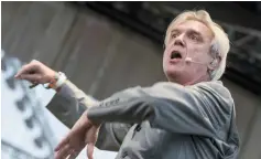  ?? (Brian van der Brug/Los Angeles Times/TNS) ?? DAVID BYRNE performs during the Coachella Music and Arts Festival in Indio, California, last month.