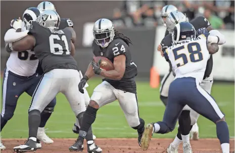  ?? KIRBY LEE, USA TODAY SPORTS ?? After a year in retirement, running back Marshawn Lynch could return with a vengeance for his hometown Raiders.