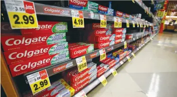  ?? (Mario Anzuoni/Reuters) ?? COLGATE TOOTHPASTE is pictured on sale at a grocery store in Pasadena, California.