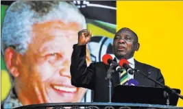  ??  ?? The Associated Press Deputy President Cyril Ramaphosa delivers a speech Sunday at the Grand Parade in Cape Town, South Africa, on the 28th anniversar­y of Nelson Mandela’s release.