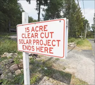 ?? Peter Hvizdak / Hearst Connecticu­t Media ?? Plans for a 15-acre solar field on Gaylord Mountain Road in Hamden are held up because many residents oppose the clear-cutting of trees that it would take to build the solar project.