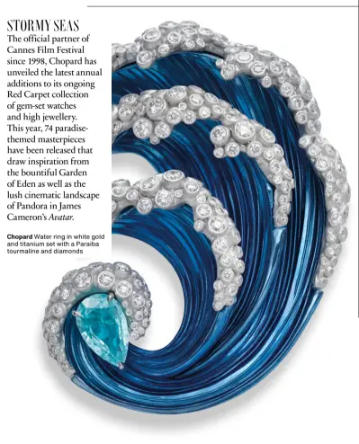  ?? ?? Chopard Water ring in white gold and titanium set with a Paraiba tourmaline and diamonds