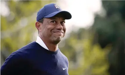  ?? ?? Tiger Woods after completing the 18th hole during round 1 of the Genesis Invitation­al at the Riviera Country Club. Photograph: Caroline Brehman/EPA