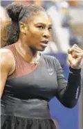  ?? ANDREW SCHWARTZ FOR DAILY NEWS ?? Serena Williams is pumped up during first-round U.S. Open victory Monday night.