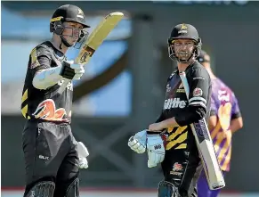  ?? PHOTOSPORT ?? Michael Bracewell salutes the crowd after bringing up his 50 against the Canterbury KIngs at the Basin Reserve yesterday.