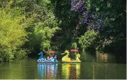  ??  ?? RAMAH ANAK: Bagi yang piknik bersama keluarga, naik perahu bebek mengitari danau buatan tentu bikin anak-anak happy. Foto bawah, hutan ini disebut juga Boon Pring Andeman.