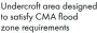  ?? ?? Undercroft area designed to satisfy CMA flood zone requiremen­ts