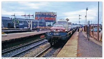  ?? ?? On August 1st, 1975, the loaded Motorail car wagons off the Friday evening Motorail from Kensingsto­n Olympia are being removed from the station to the car unloading siding by a Class 08. On Saturdays and Sundays, it came from Brockenhur­st. JOHN DEDMAN