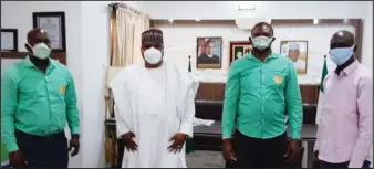  ??  ?? Deputy Governor of Kwara State, Mr. Kayode Alabi, (2nd left) receiving members of Akpoyibo Green Foundation in Ilorin…recently