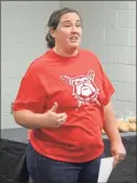  ?? Jeremy Stewart ?? Jamie Monroe talks to Cedartown softball parents and players during a meet and greet with the new head coach on Thursday, March 11.