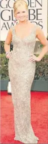  ??  ?? Nancy O’dell wearing Don O’neill’s creation at the Golden Globe awards.