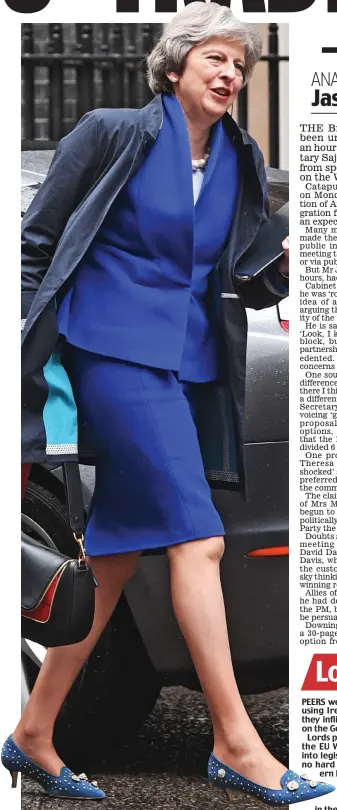  ??  ?? Rethink: Theresa May in Downing Street yesterday