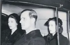  ??  ?? With the Queen and Princess Margaret, February 1952